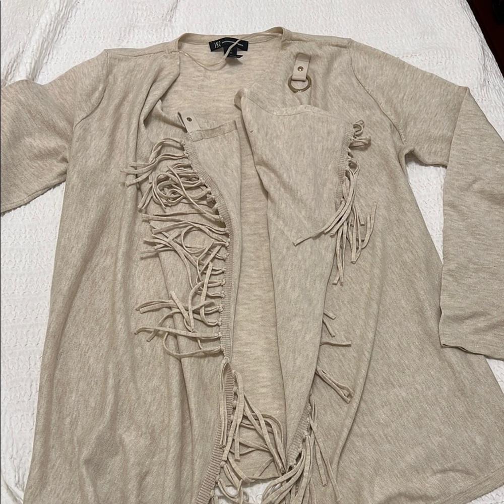 Ivanka Trump Cream Fringe Sweater